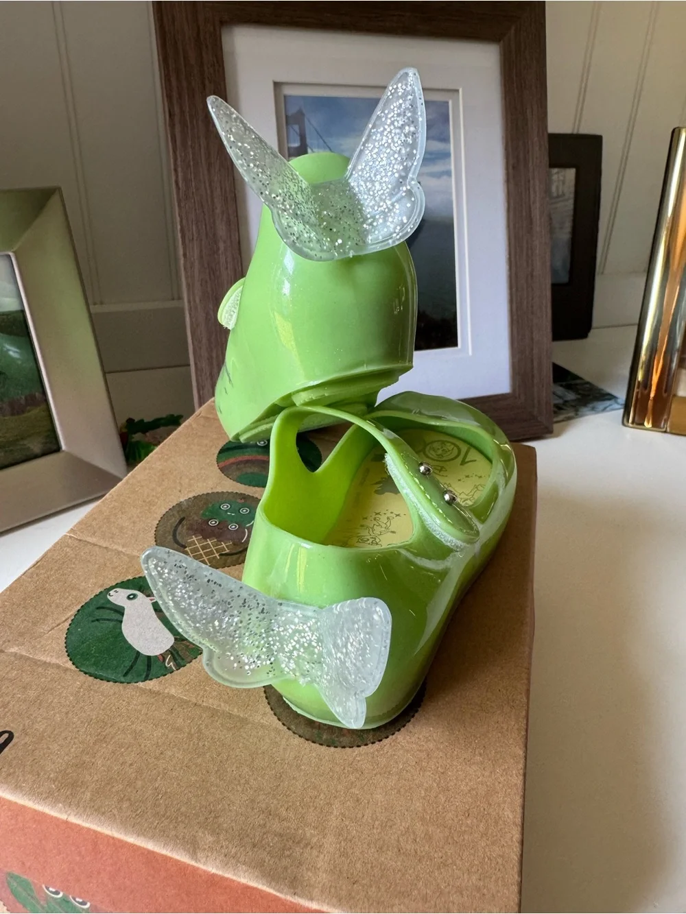 Mini Melissa Disney Tinker bell  Mary Jane Jelly Shoes with Glitter Wings